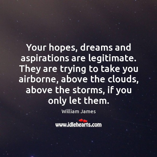 Your hopes, dreams and aspirations are legitimate. They are trying to take William James Picture Quote
