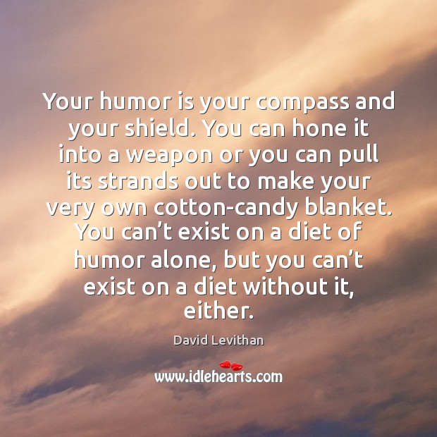 Your humor is your compass and your shield. You can hone it David Levithan Picture Quote