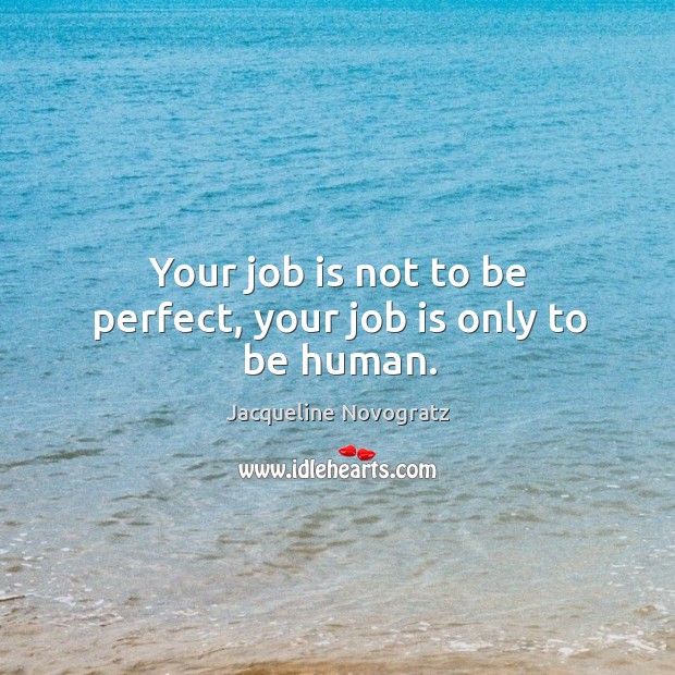 Your job is not to be perfect, your job is only to be human. Jacqueline Novogratz Picture Quote
