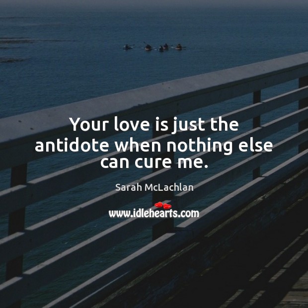 Your love is just the antidote when nothing else can cure me. Sarah McLachlan Picture Quote