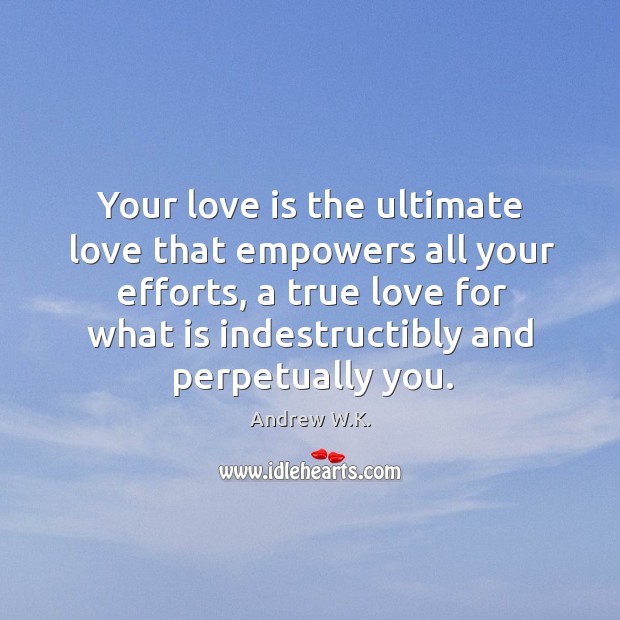 Your love is the ultimate love that empowers all your efforts, a Andrew W.K. Picture Quote