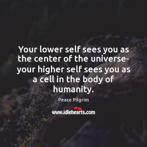 Your lower self sees you as the center of the universe- your Image