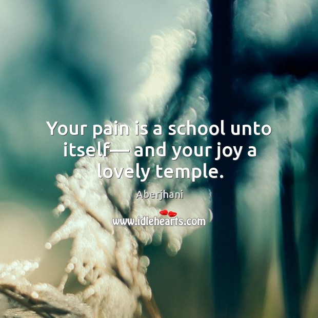 Your pain is a school unto itself–– and your joy a lovely temple. Aberjhani Picture Quote