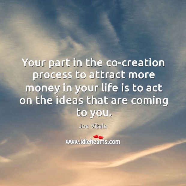 Your part in the co-creation process to attract more money in your Joe Vitale Picture Quote