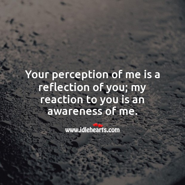 Your perception of me is a reflection of you; my reaction to you is an awareness of me. Spiritual Love Quotes Image