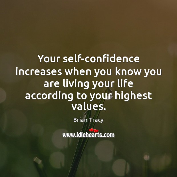 Your self-confidence increases when you know you are living your life according Confidence Quotes Image