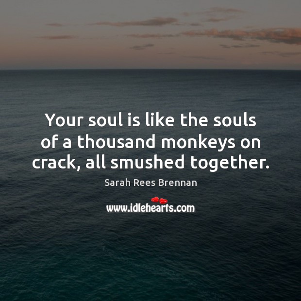 Your soul is like the souls of a thousand monkeys on crack, all smushed together. Image