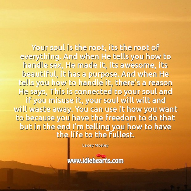 Your soul is the root, its the root of everything. And when Lacey Mosley Picture Quote