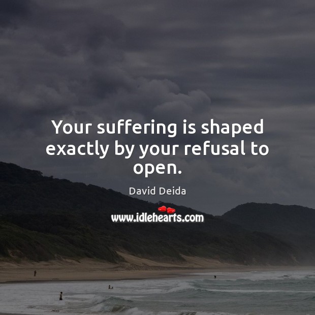 Your suffering is shaped exactly by your refusal to open. David Deida Picture Quote