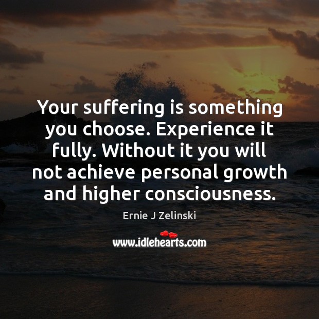 Your suffering is something you choose. Experience it fully. Without it you Ernie J Zelinski Picture Quote
