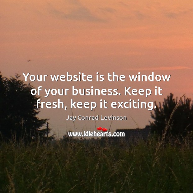 Your website is the window of your business. Keep it fresh, keep it exciting. Jay Conrad Levinson Picture Quote