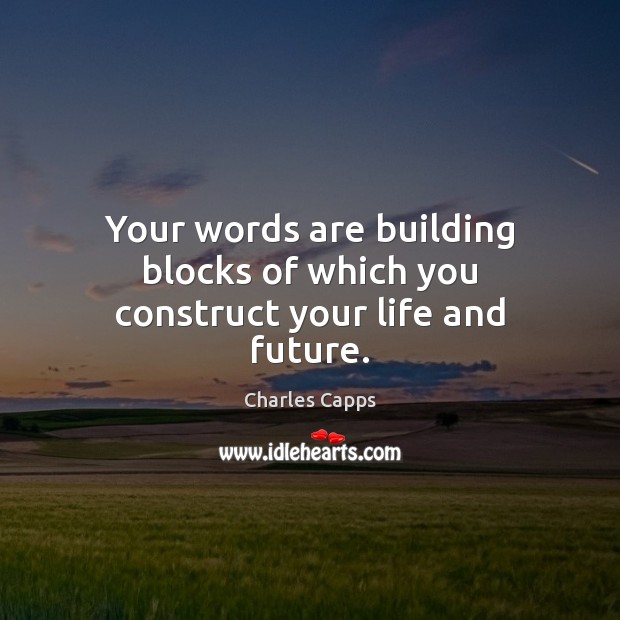Your words are building blocks of which you construct your life and future. 