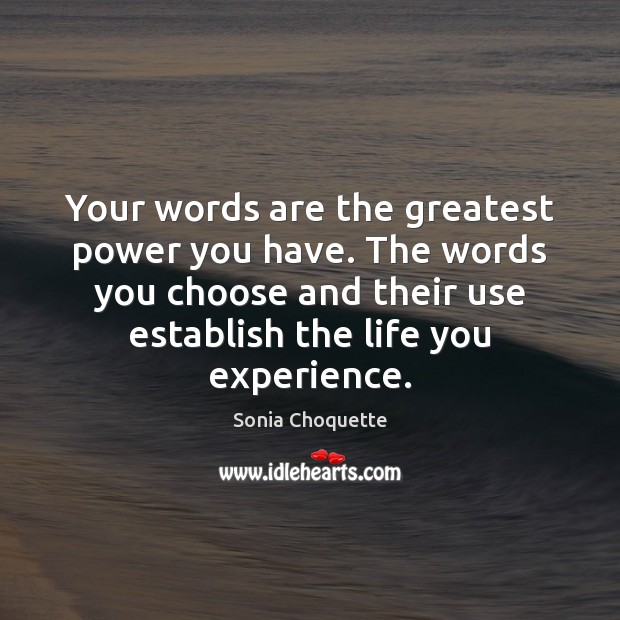 Your words are the greatest power you have. The words you choose Sonia Choquette Picture Quote