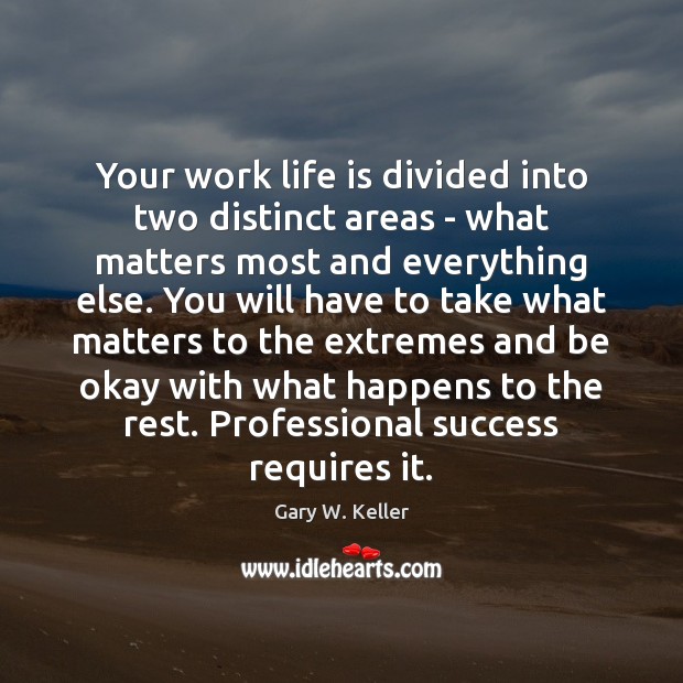 Your work life is divided into two distinct areas – what matters Image