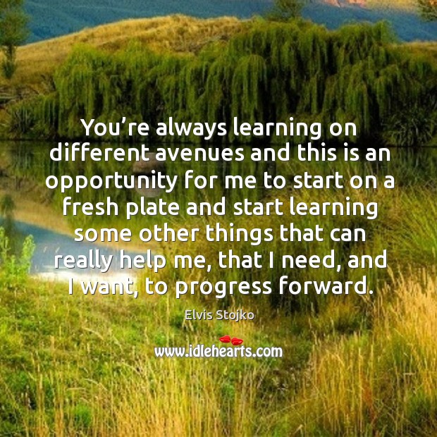 You’re always learning on different avenues and this is an opportunity Progress Quotes Image