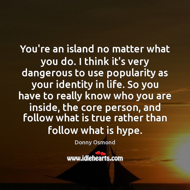 You’re an island no matter what you do. I think it’s very Donny Osmond Picture Quote