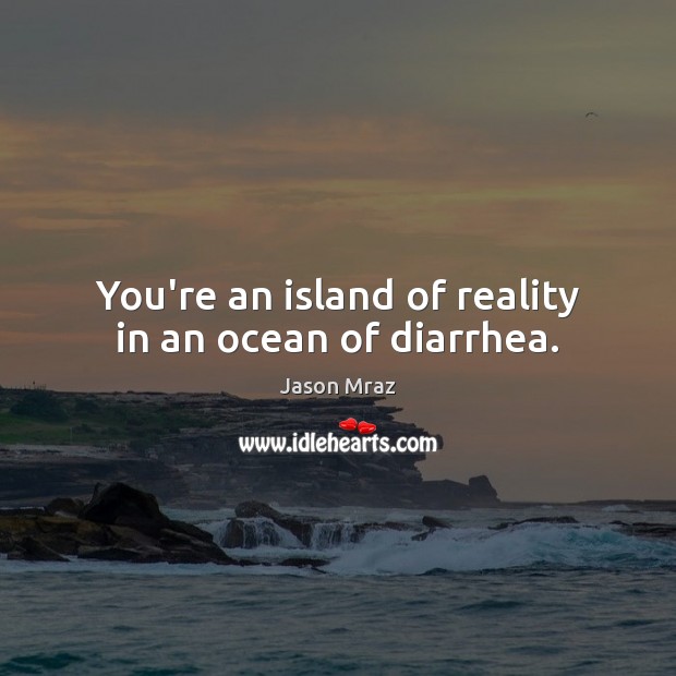 You’re an island of reality in an ocean of diarrhea. Jason Mraz Picture Quote