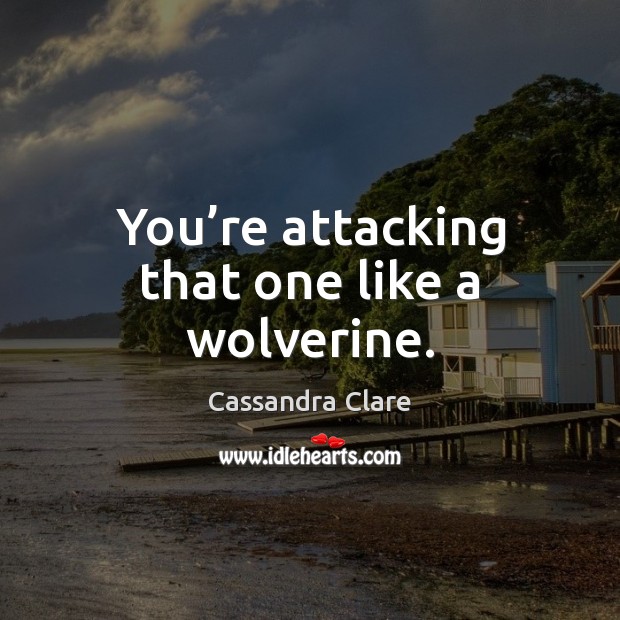 You’re attacking that one like a wolverine. Cassandra Clare Picture Quote