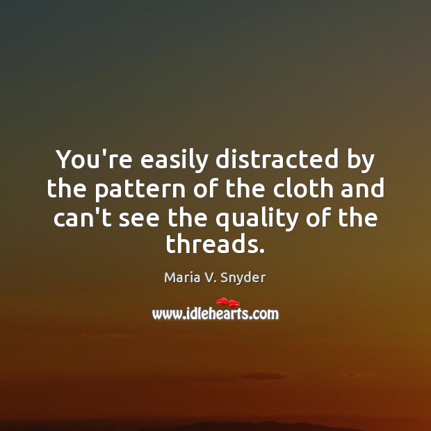 You’re easily distracted by the pattern of the cloth and can’t see Maria V. Snyder Picture Quote