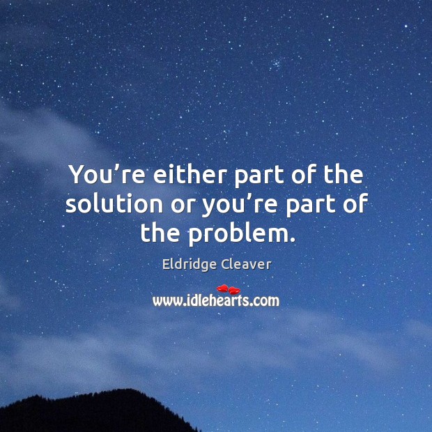 You’re either part of the solution or you’re part of the problem. Eldridge Cleaver Picture Quote