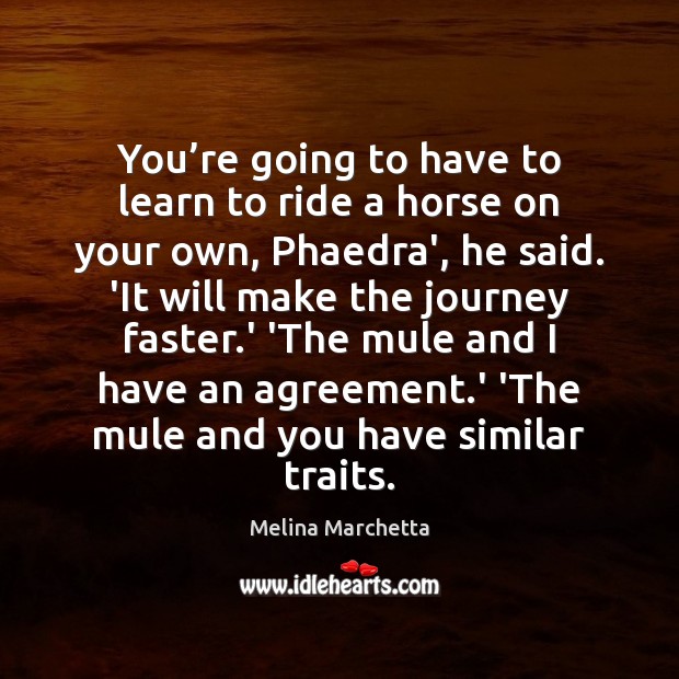 You’re going to have to learn to ride a horse on Melina Marchetta Picture Quote