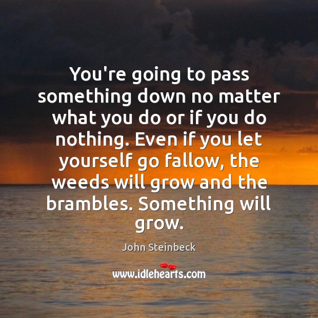 You’re going to pass something down no matter what you do or John Steinbeck Picture Quote
