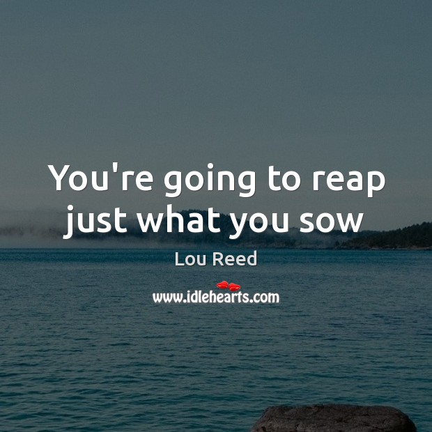You’re going to reap just what you sow Lou Reed Picture Quote