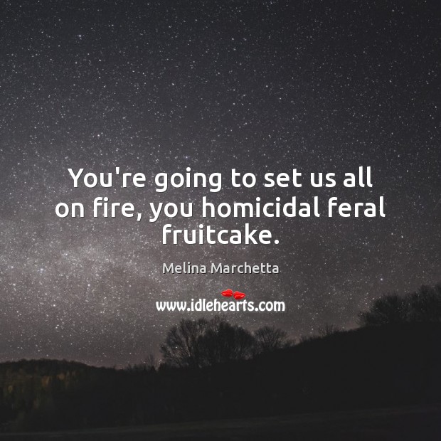 You’re going to set us all on fire, you homicidal feral fruitcake. Melina Marchetta Picture Quote