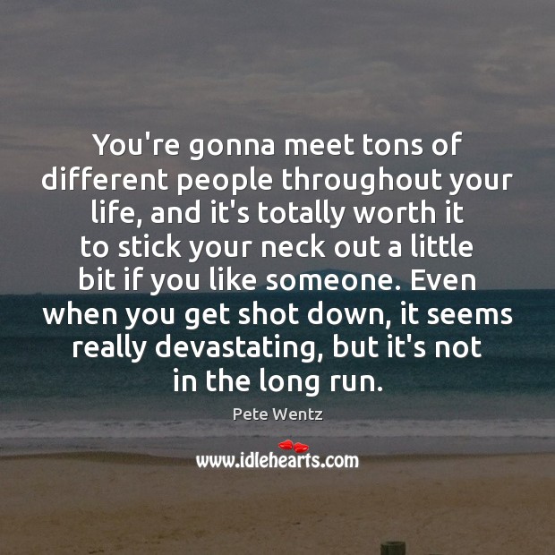 You’re gonna meet tons of different people throughout your life, and it’s Pete Wentz Picture Quote