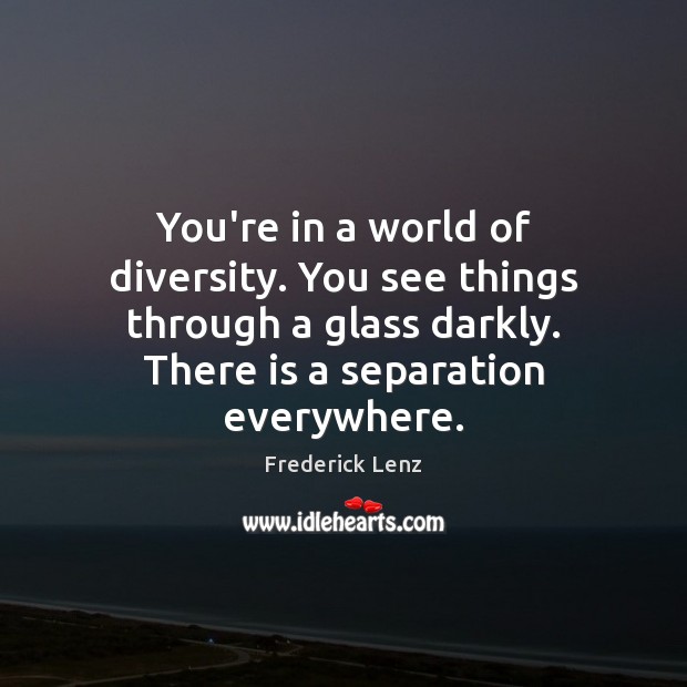 You’re in a world of diversity. You see things through a glass Frederick Lenz Picture Quote