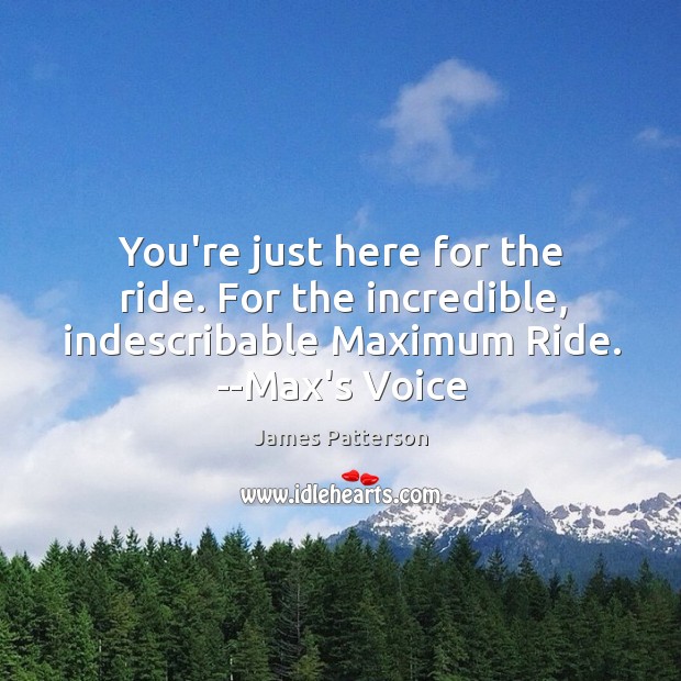You’re just here for the ride. For the incredible, indescribable Maximum Ride. Image