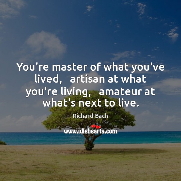 You’re master of what you’ve lived,   artisan at what you’re living,   amateur Richard Bach Picture Quote