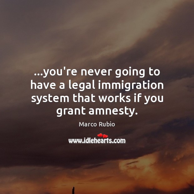 …you’re never going to have a legal immigration system that works if you grant amnesty. Image