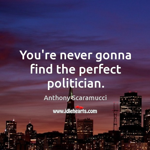 You’re never gonna find the perfect politician. Anthony Scaramucci Picture Quote