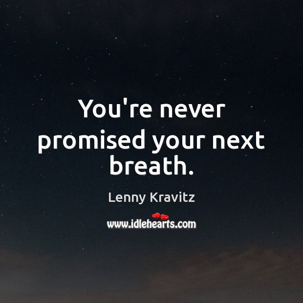 You’re never promised your next breath. Lenny Kravitz Picture Quote