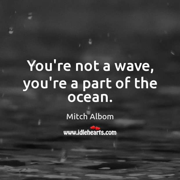 You’re not a wave, you’re a part of the ocean. Mitch Albom Picture Quote