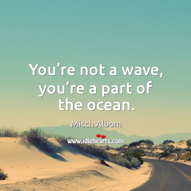 You’re not a wave, you’re a part of the ocean. Mitch Albom Picture Quote