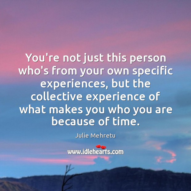 You’re not just this person who’s from your own specific experiences, but Julie Mehretu Picture Quote