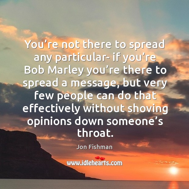 You’re not there to spread any particular- if you’re bob marley you’re there to spread a message Image