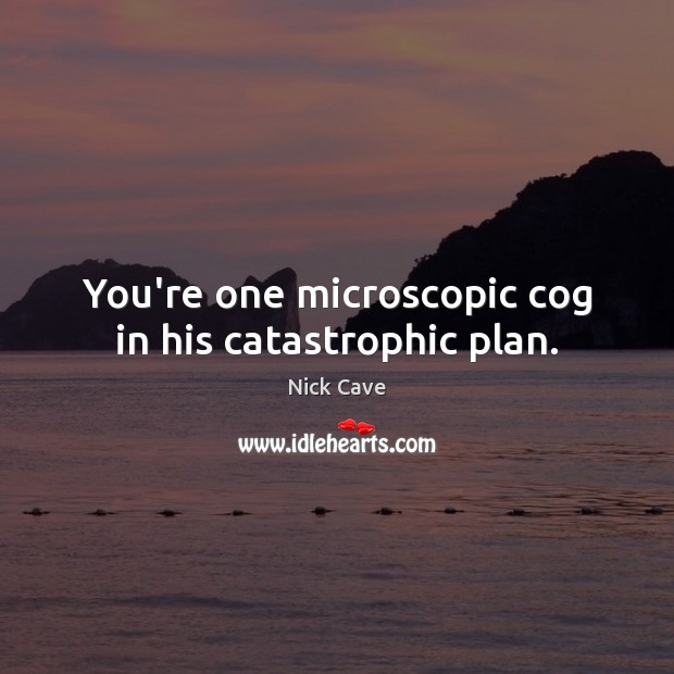 You’re one microscopic cog in his catastrophic plan. Nick Cave Picture Quote