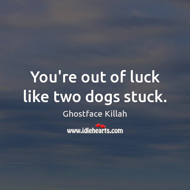 You’re out of luck like two dogs stuck. Image