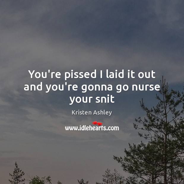 You’re pissed I laid it out and you’re gonna go nurse your snit Kristen Ashley Picture Quote