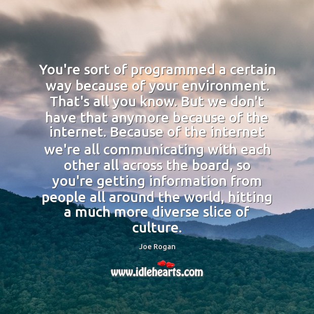 You’re sort of programmed a certain way because of your environment. That’s Image