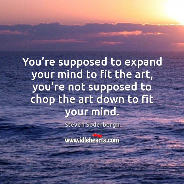 You’re supposed to expand your mind to fit the art, you’ Steven Soderbergh Picture Quote