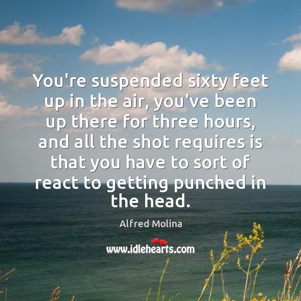 You’re suspended sixty feet up in the air, you’ve been up there Alfred Molina Picture Quote