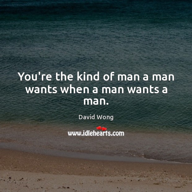You’re the kind of man a man wants when a man wants a man. David Wong Picture Quote