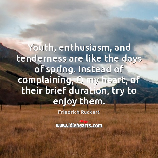 Youth, enthusiasm, and tenderness are like the days of spring. Instead of Image