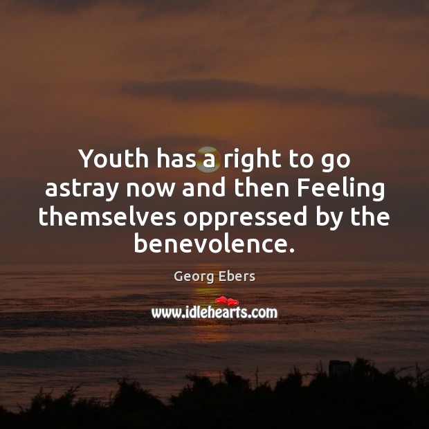 Youth has a right to go astray now and then Feeling themselves Georg Ebers Picture Quote