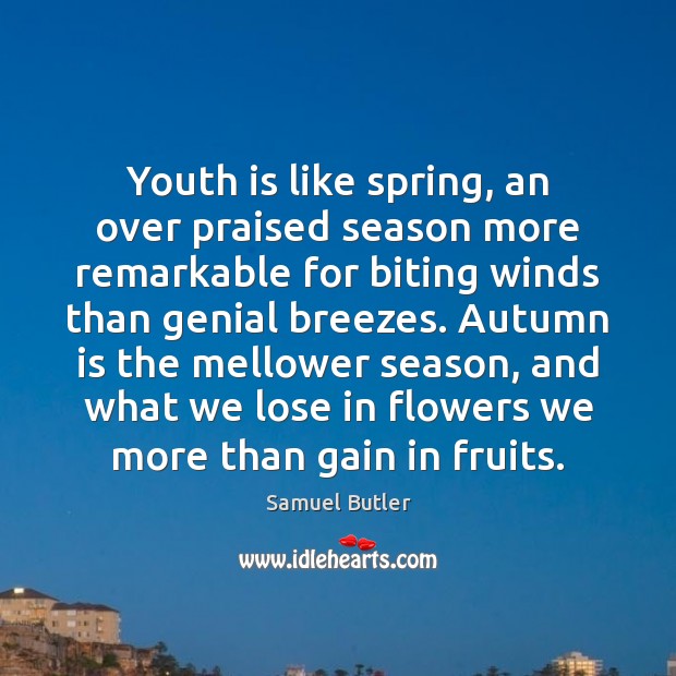 Youth is like spring, an over praised season more remarkable for biting Image