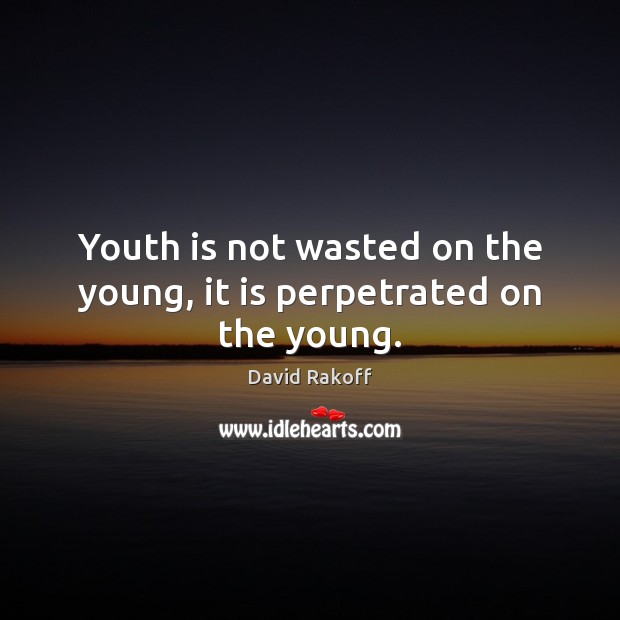 Youth is not wasted on the young, it is perpetrated on the young. David Rakoff Picture Quote